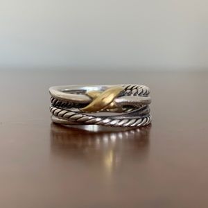 David Yurman gold X crossover ring